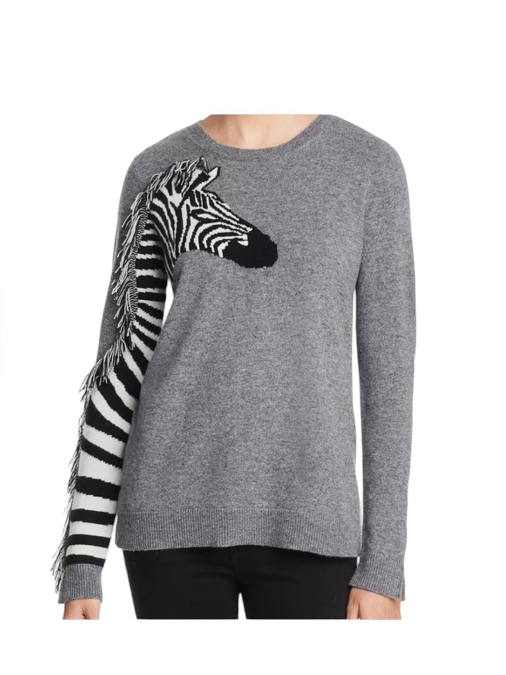 Lisette Grey Zebra Crewneck Sweater Size S